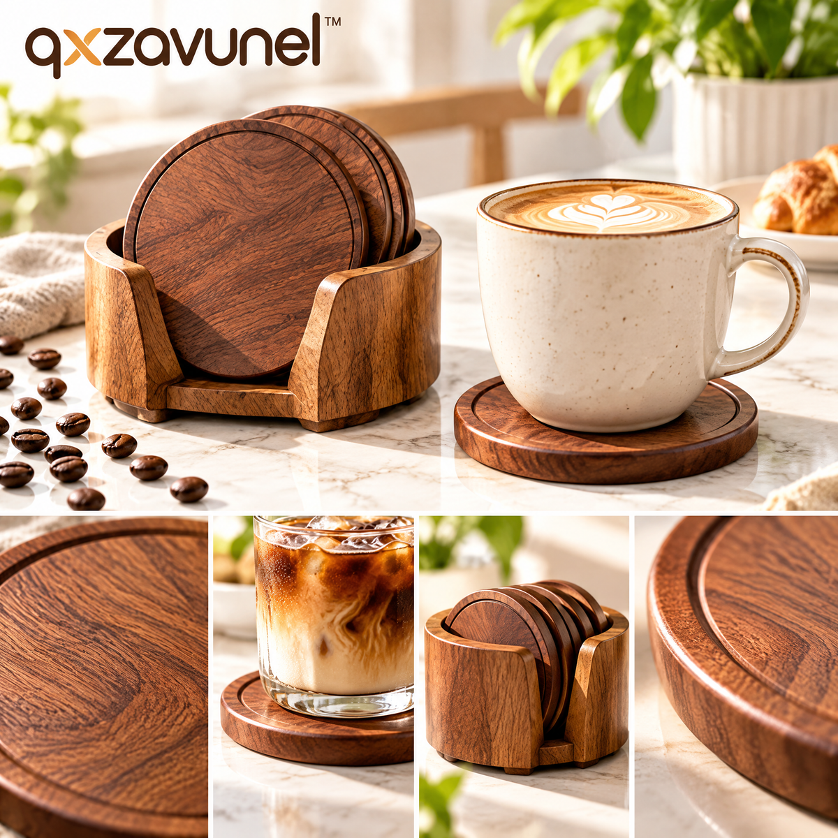 qxzavunel™ Wooden Coffee Coasters